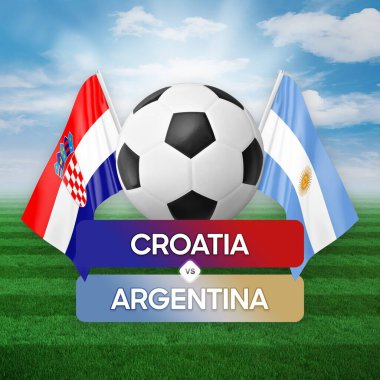 Hırvatistan Arjantin milli takımlarına karşı futbol maçı konsepti.