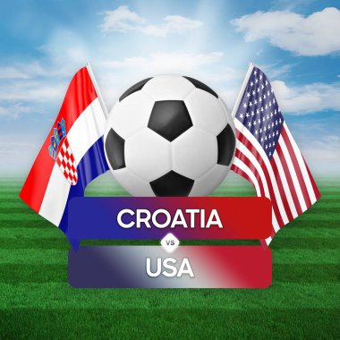 Hırvatistan ABD milli takımlarına karşı futbol karşılaşması konsepti.