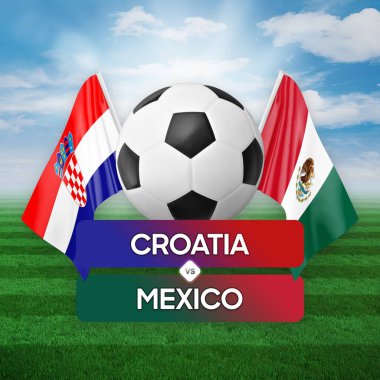 Hırvatistan Meksika milli takımlarına karşı futbol maçı konsepti.