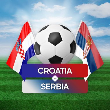 Hırvatistan Sırbistan milli takımlarına karşı futbol maçı konsepti.