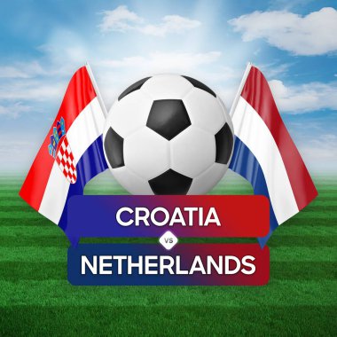 Hırvatistan Hollanda milli takımlarına karşı futbol maçı konsepti.