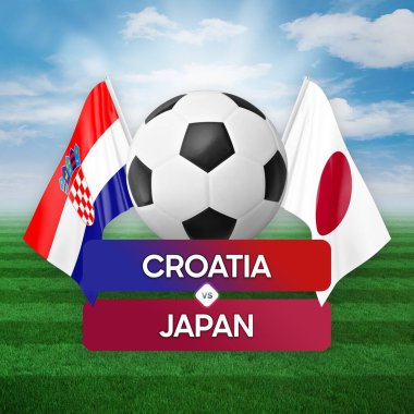 Hırvatistan Japonya milli takımlarına karşı futbol maçı konsepti.
