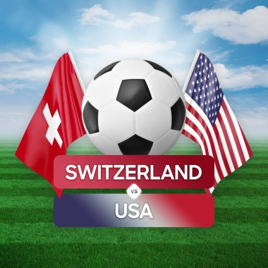 İsviçre Amerikan milli takımlarına karşı futbol müsabakası konsepti.
