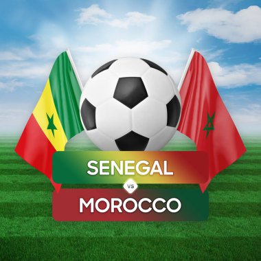 Senegal Fas milli takımlarına karşı futbol müsabakası konsepti.