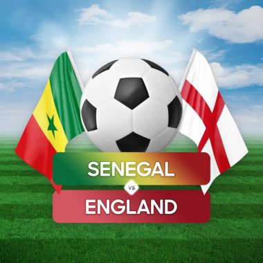 Senegal İngiltere milli takımlarına karşı futbol müsabakası konsepti.