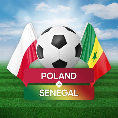 Polonya, Senegal milli takımlarına karşı futbol maçı konsepti.
