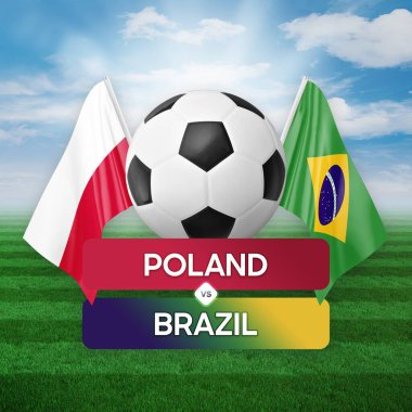 Polonya, Brezilya milli takımlarına karşı futbol maçı konsepti.