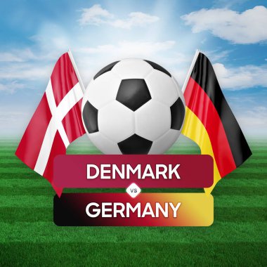 Danimarka Almanya 'ya karşı milli takımlar futbol müsabakası konsepti.