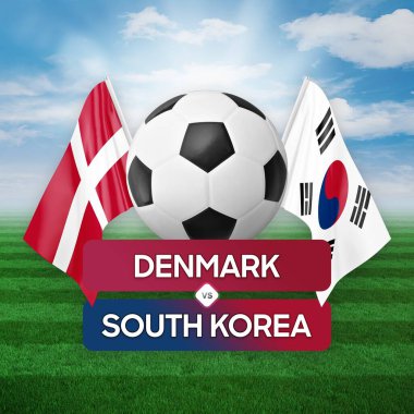 Danimarka, Güney Kore milli takımlarına karşı futbol maçı konsepti.