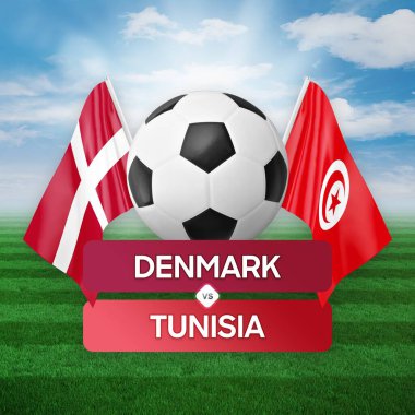 Denmark vs Tunisia national teams soccer football match competition concept. clipart