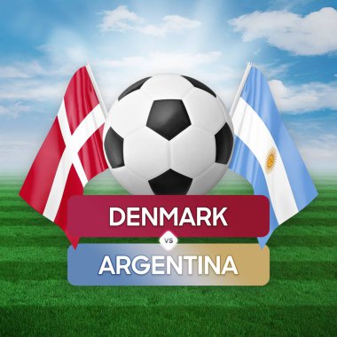 Danimarka Arjantin milli takımlarına karşı futbol maçı konsepti.