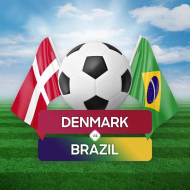 Danimarka Brezilya milli takımlarına karşı futbol müsabakası konsepti.