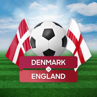 Danimarka İngiltere milli takımlarına karşı futbol müsabakası konsepti.