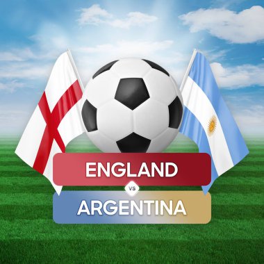 İngiltere Arjantin milli takımlarına karşı futbol maçı konsepti.