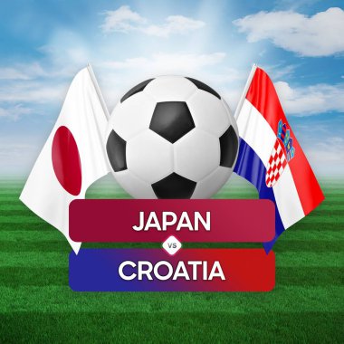 Japonya, Hırvatistan milli takımlarına karşı futbol maçı konsepti.