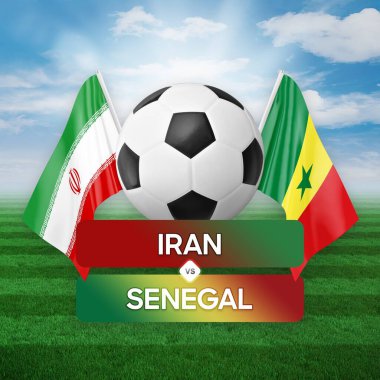 İran, Senegal milli takımlarına karşı futbol maçı konsepti.