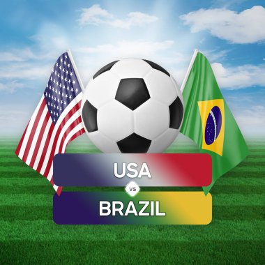 ABD, Brezilya milli takımlarına karşı futbol müsabakası konsepti.