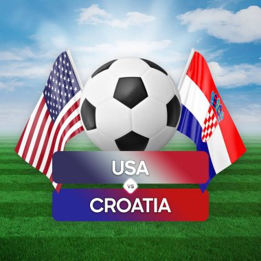 ABD, Hırvatistan milli takımlarına karşı futbol maçı konsepti.