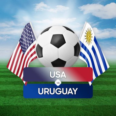 ABD Uruguay milli takımlarına karşı futbol müsabakası konsepti.