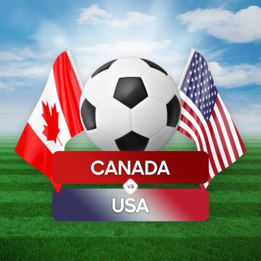 Kanada, ABD milli takımlarına karşı futbol müsabakası konsepti.