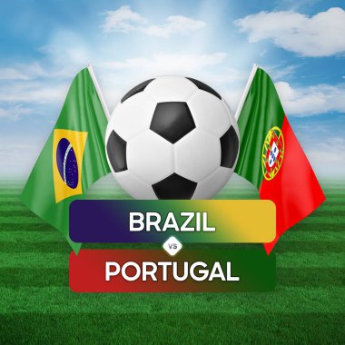 Brezilya, Portekiz milli takımlarına karşı futbol maçı konsepti.