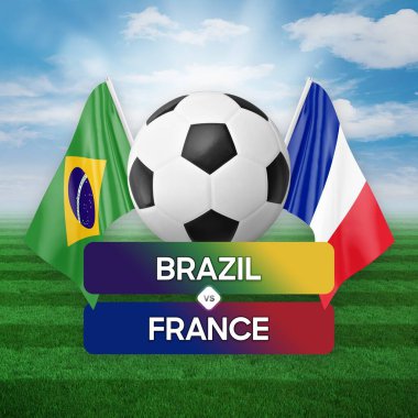 Brezilya Fransa milli takımlarına karşı futbol müsabakası konsepti.