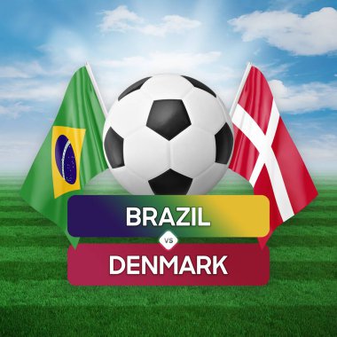 Brezilya Danimarka milli takımlarına karşı futbol müsabakası konsepti.