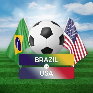 Brezilya ABD milli takımlarına karşı futbol müsabakası konsepti.