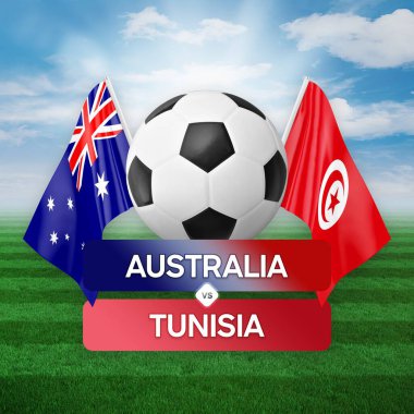 Avustralya Tunus milli takımlarına karşı futbol maçı konsepti.