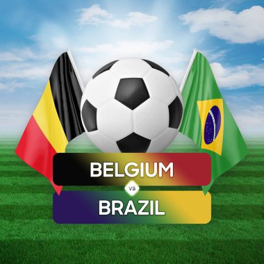 Belçika Brezilya 'ya karşı milli takımlar futbol maçı konsepti.