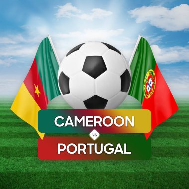 Kamerun, Portekiz milli takımlarına karşı futbol maçı konsepti.