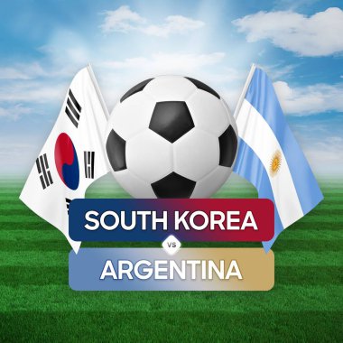 Güney Kore Arjantin milli takımlarına karşı futbol maçı konsepti.