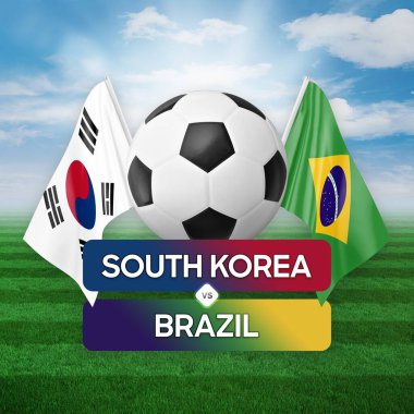 Güney Kore Brezilya milli takımlarına karşı futbol müsabakası konsepti.