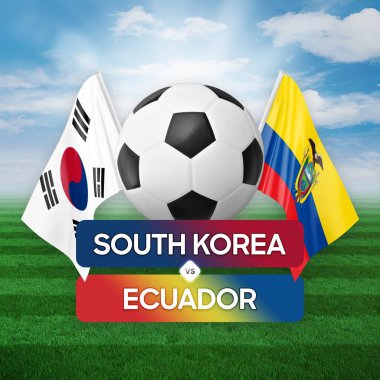 Güney Kore Ekvador milli takımlarına karşı futbol maçı konsepti.