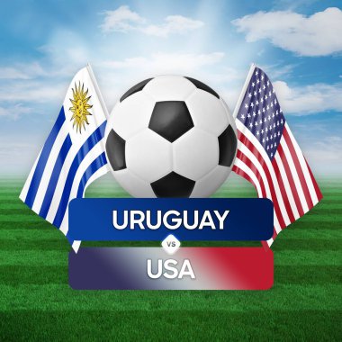 Uruguay Amerikan milli takımlarına karşı futbol maçı konsepti.