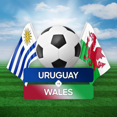 Uruguay Galler 'e karşı milli takımlar futbol maçı konsepti.