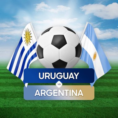 Uruguay Arjantin milli takımlarına karşı futbol maçı konsepti.