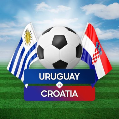 Uruguay Hırvatistan milli takımlarına karşı futbol maçı konsepti.