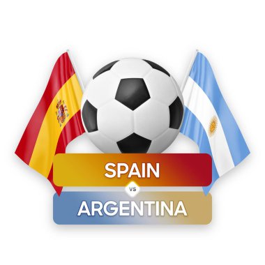İspanya Arjantin milli takımlarına karşı futbol maçı konsepti.