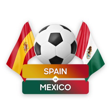 İspanya, Meksika milli takımlarına karşı futbol maçı konsepti.