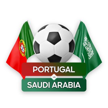 Portekiz Suudi Arabistan 'a karşı milli takımlar futbol maçı konsepti.