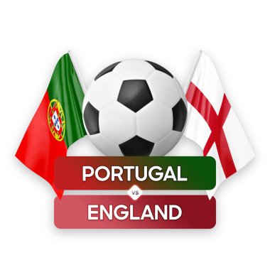 Portekiz, İngiltere milli takımlarına karşı futbol müsabakası konsepti.