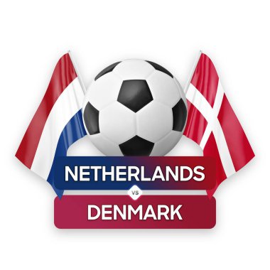 Hollanda Danimarka milli takımlarına karşı futbol maçı konsepti.