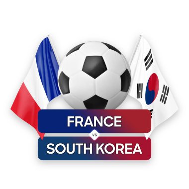 Fransa Güney Kore milli takımlarına karşı futbol müsabakası konsepti.