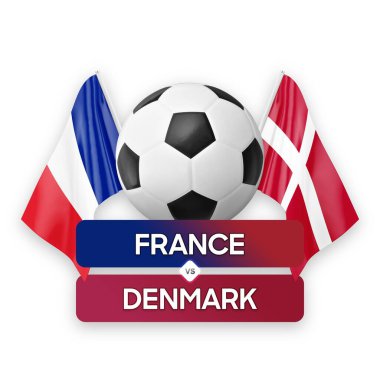 Fransa Danimarka milli takımlarına karşı futbol müsabakası konsepti.