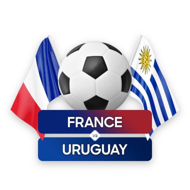 Fransa Uruguay milli takımlarına karşı futbol maçı konsepti.