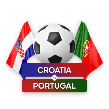 Hırvatistan Portekiz milli takımlarına karşı futbol maçı konsepti.