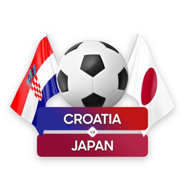 Hırvatistan Japonya milli takımlarına karşı futbol maçı konsepti.