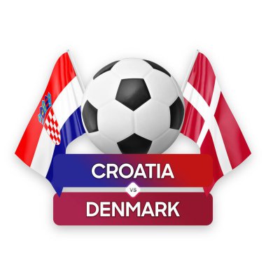 Hırvatistan Danimarka milli takımlarına karşı futbol maçı konsepti.