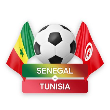 Senegal Tunus milli takımlarına karşı futbol maçı konsepti.